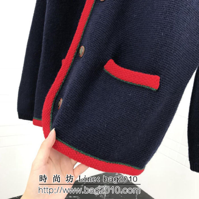 GUCCI古馳 NY合作限量款 18秋冬 海軍藍色 羊毛圓領開衫 NY刺繡洋基隊 ydi2004